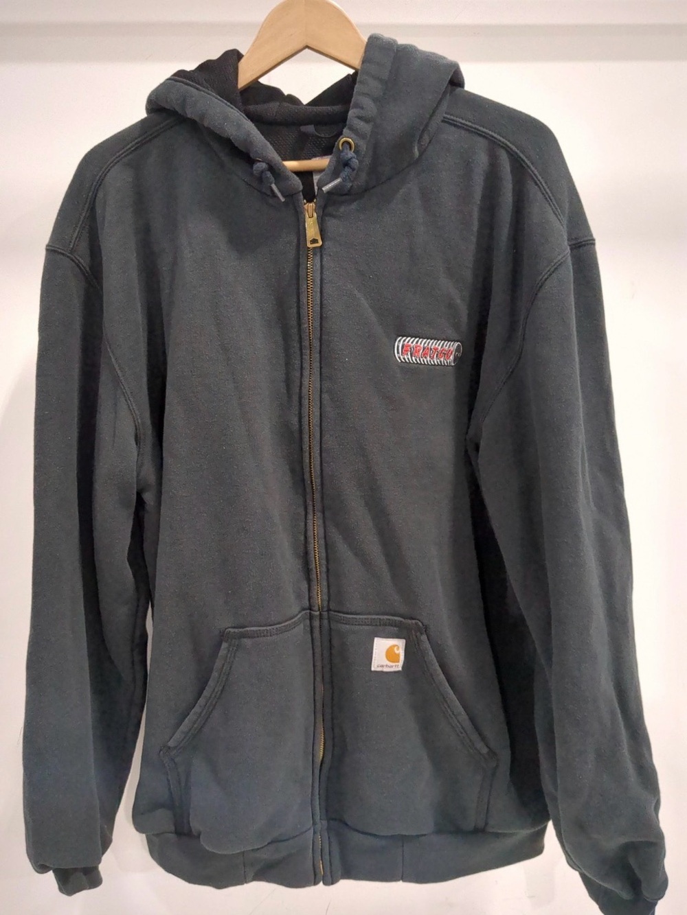 Carhartt Dark Charcoal Full-Zip Logo Hooded Work Jacket Large Tall